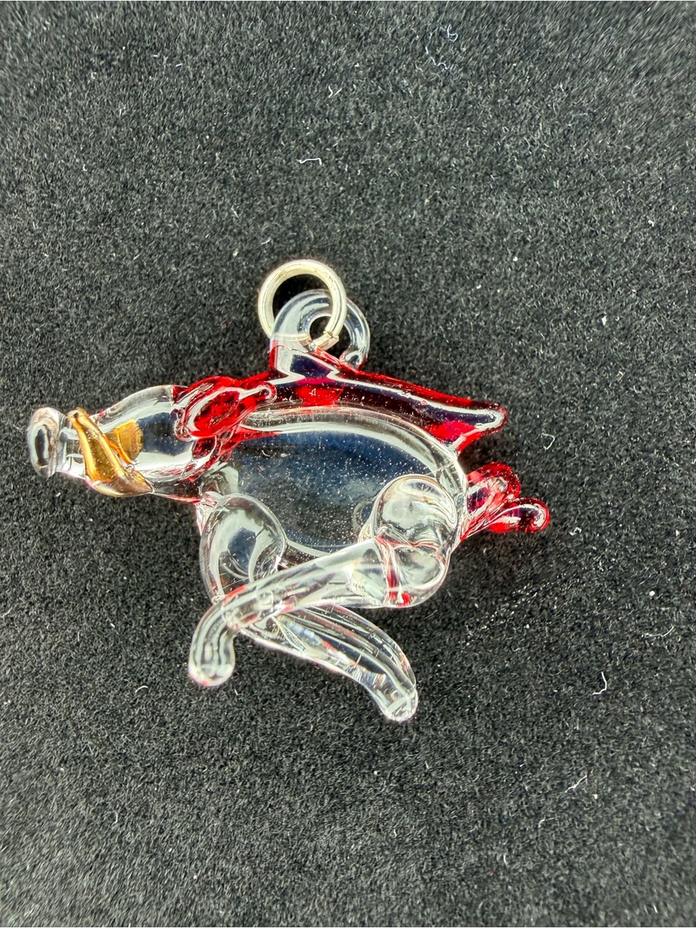 Hand Blown Glass Razorback Hog Pig Pendant Arkansas